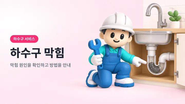 하수구막힘 안내 일러스트