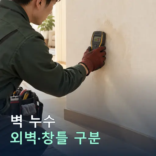 벽 누수 — 외벽·창틀·결로 구분 가이드