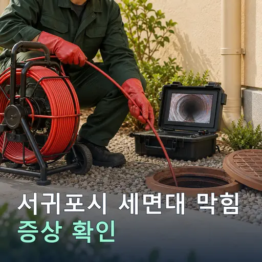 제주 서귀포시 신천리 세면대막힘 - 내시경 진단·정확 작업