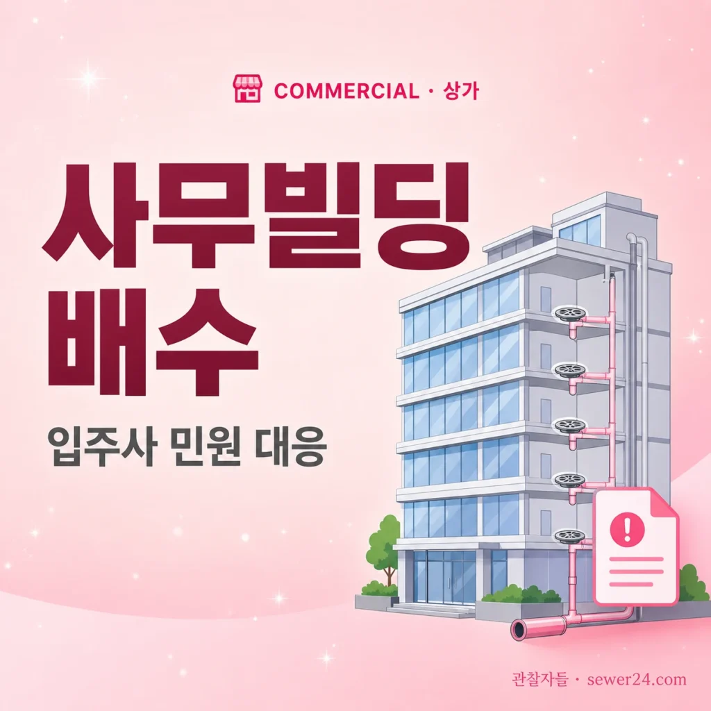사무빌딩 배수 점검 — 입주사 민원 대응