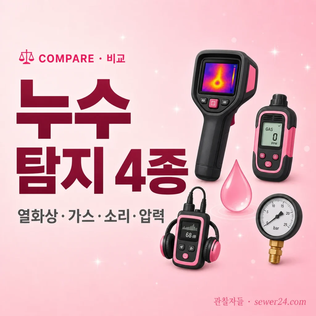 누수 탐지 4종 비교: 열화상·가스 추적·소리·압력 (정확도와 비용)
