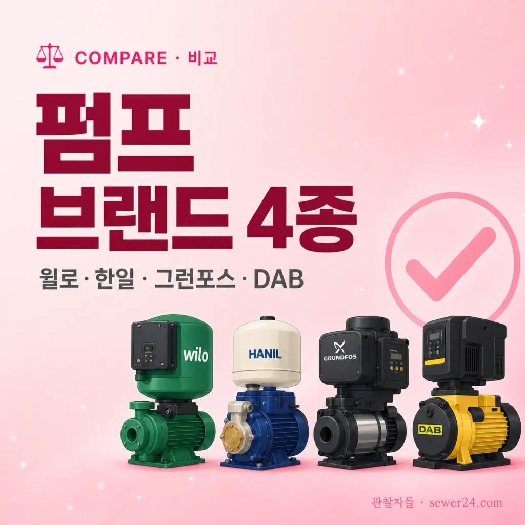 하수·정화조 펌프 브랜드 4종 비교: 윌로·한일·그런포스·DAB (수명과 AS)