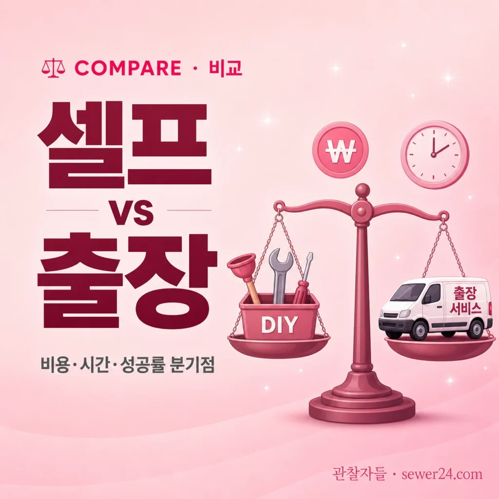 하수구 셀프 vs 출장 손익분기점: 단계별 비용·시간·성공률 비교