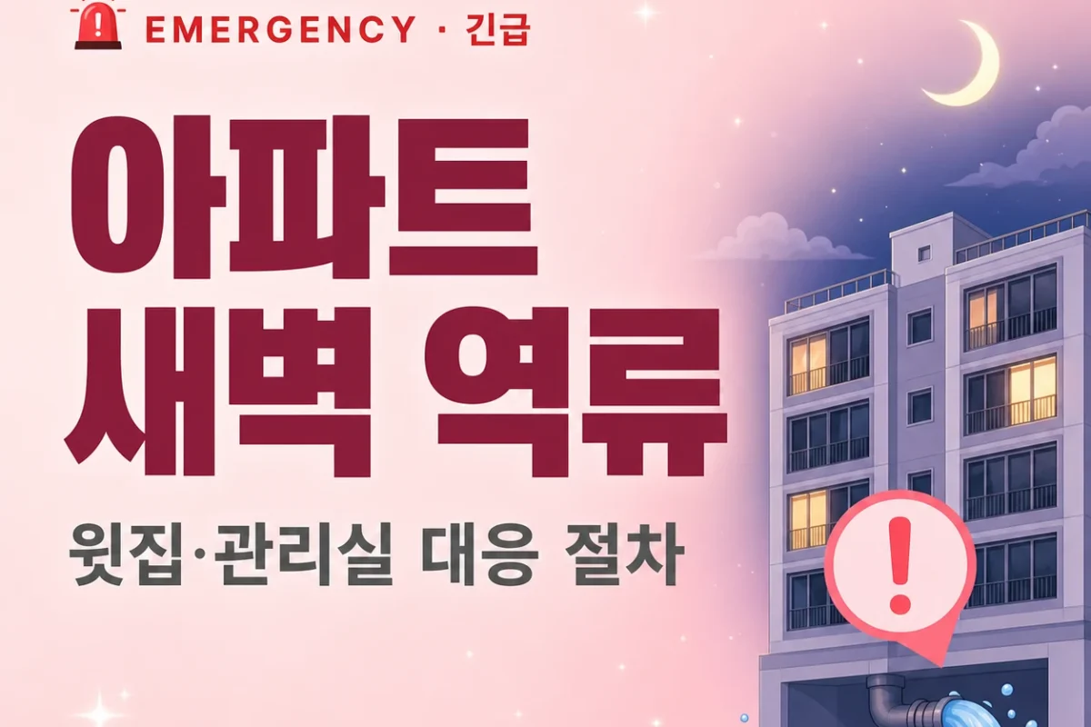 아파트 새벽 역류 — 윗집·관리실 대응 절차