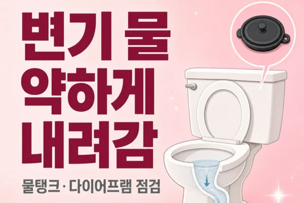 변기 물 약하게 내려감 — 물탱크·다이어프램·후레쉬 점검