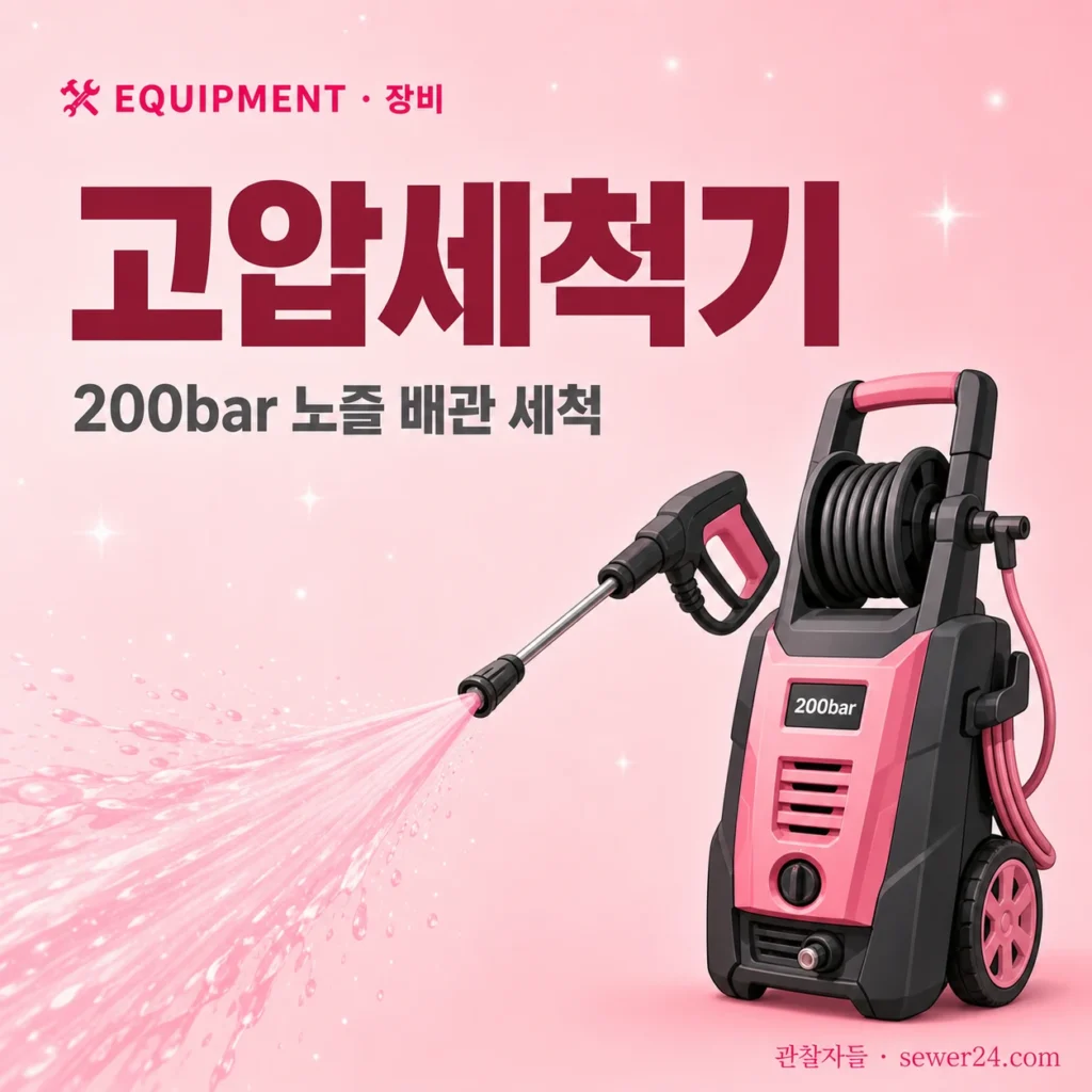 고압세척기 — 200bar 노즐 원리와 배관 세척 한계