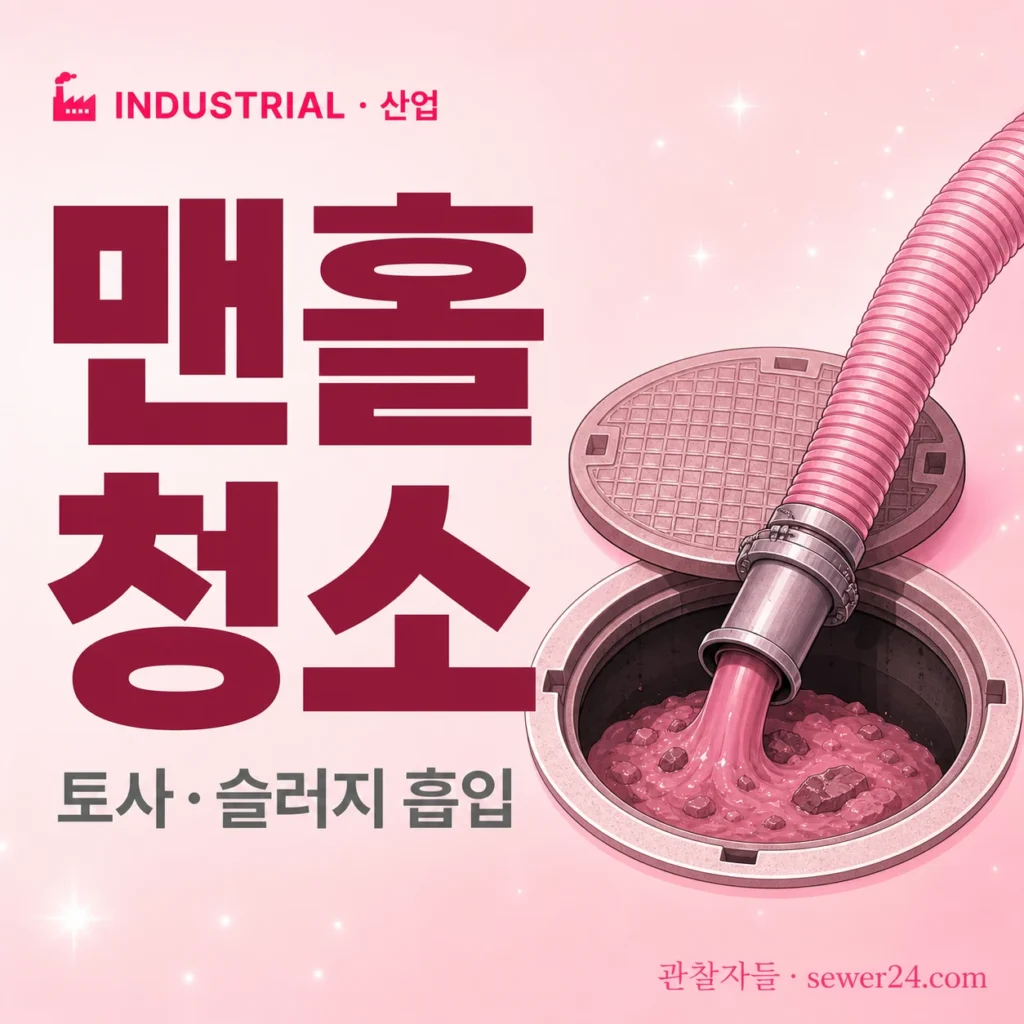 맨홀 청소 — 토사·슬러지 흡입 절차