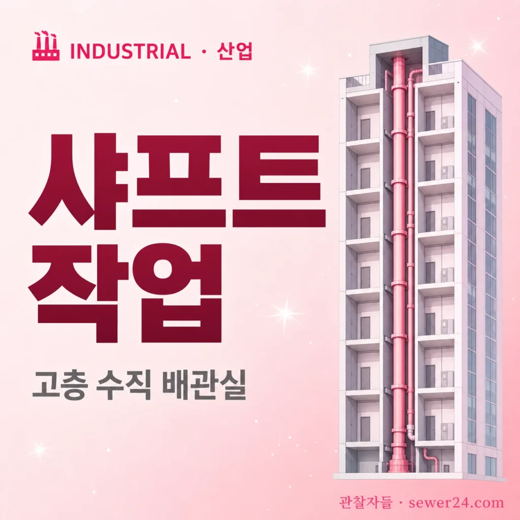 샤프트(수직 배관실) 작업 — 고층 건물 청소