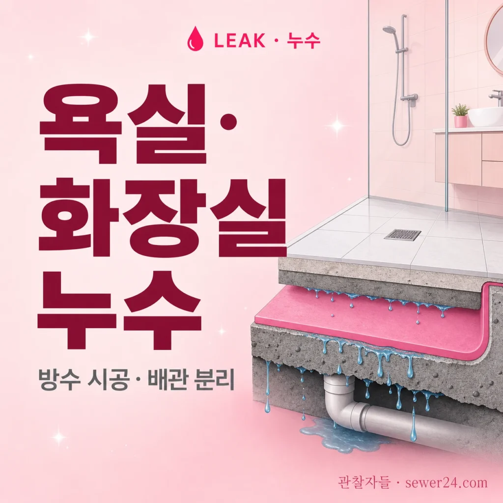 욕실·화장실 누수 — 방수 시공과 배관 분리 진단