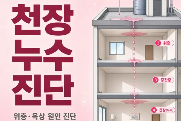 천장 누수 — 위층·옥상 원인 진단과 복구