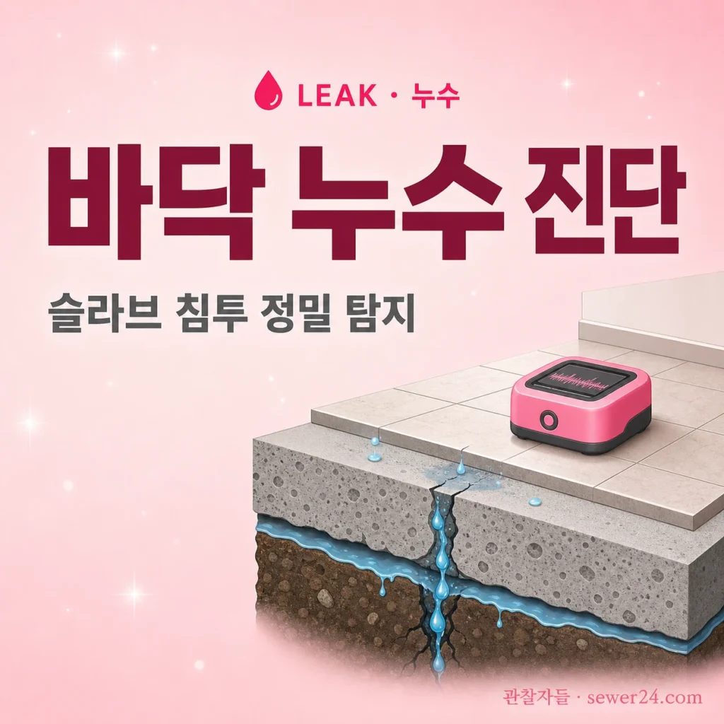 바닥 누수 — 슬라브 침투와 누수 위치 정밀 탐지