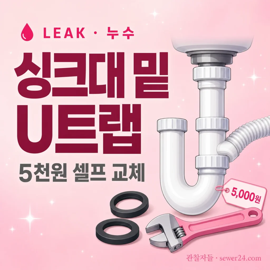 싱크대 밑 물 자국 = U트랩 패킹 현장 상담 안내 셀프 교체 가이드