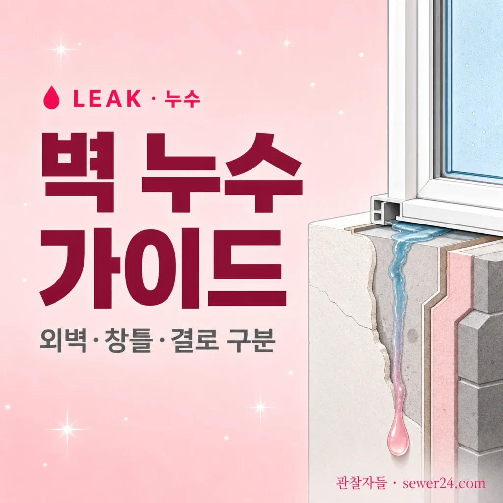 벽 누수 — 외벽·창틀·결로 구분 가이드