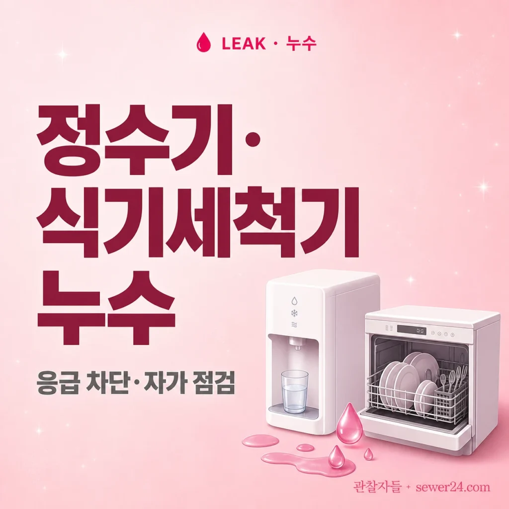 정수기·식기세척기 누수 — 응급 차단과 자가 점검