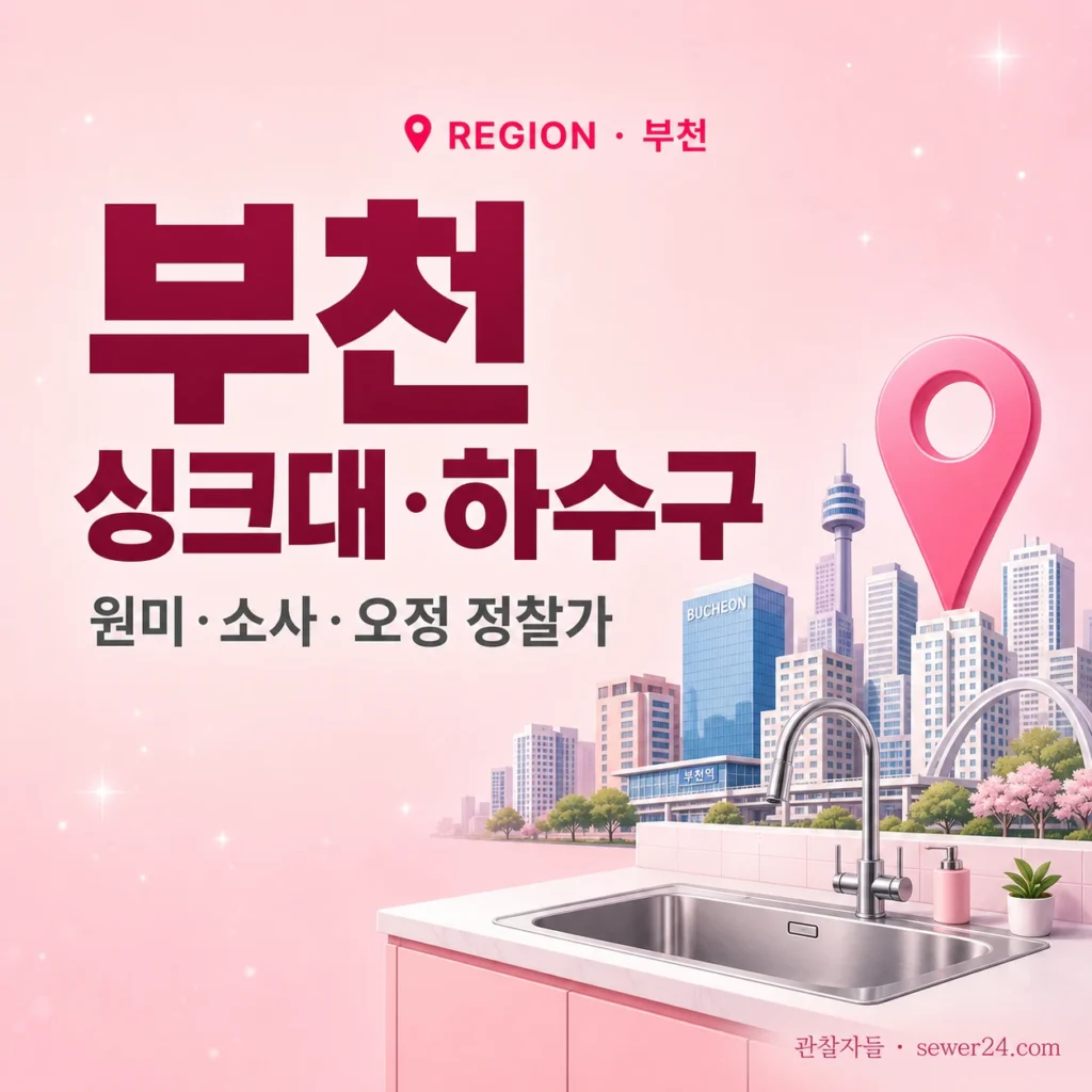 부천 싱크대·하수구 막힘: 원미·소사·오정 동별 정찰가 + 응급