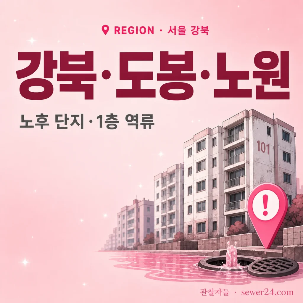 서울 강북·도봉·노원 하수구: 노후 단지 메인관 + 1층 역류 가이드