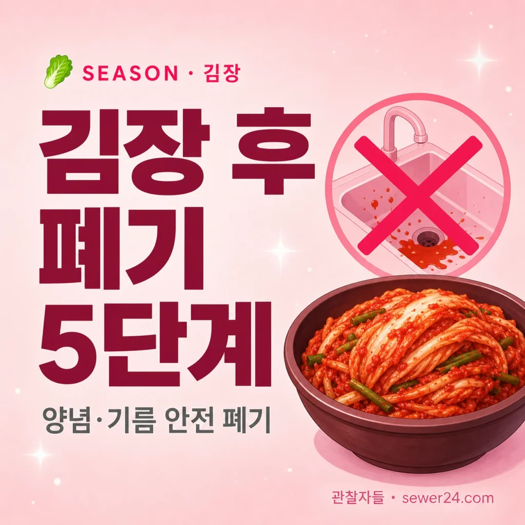 김장 후 양념·기름 안전 폐기 5단계 (싱크대 금지)