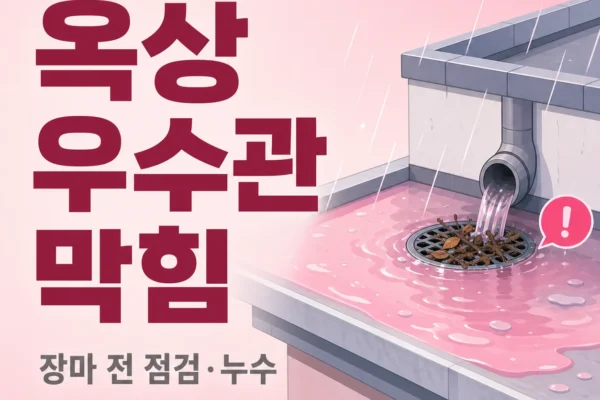 옥상 우수관 막힘 — 장마 전 점검과 누수 예방