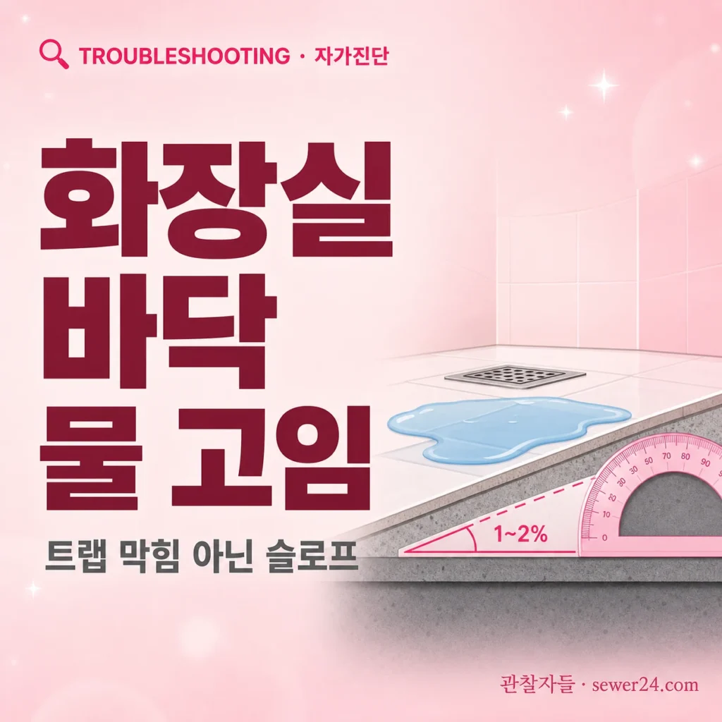 샤워 후 화장실 바닥 물 고임 = 트랩 막힘 아닌 슬로프 문제