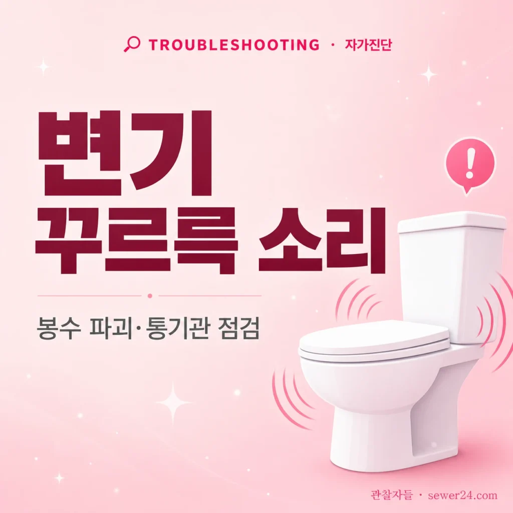 변기 꾸르륵 소리 = 봉수 파괴 신호, 통기관 점검 5단계